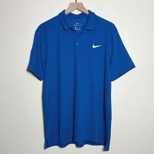Nike Mens Polo Shirt L Blue Dri-Fit Active Golf Training Outdoors